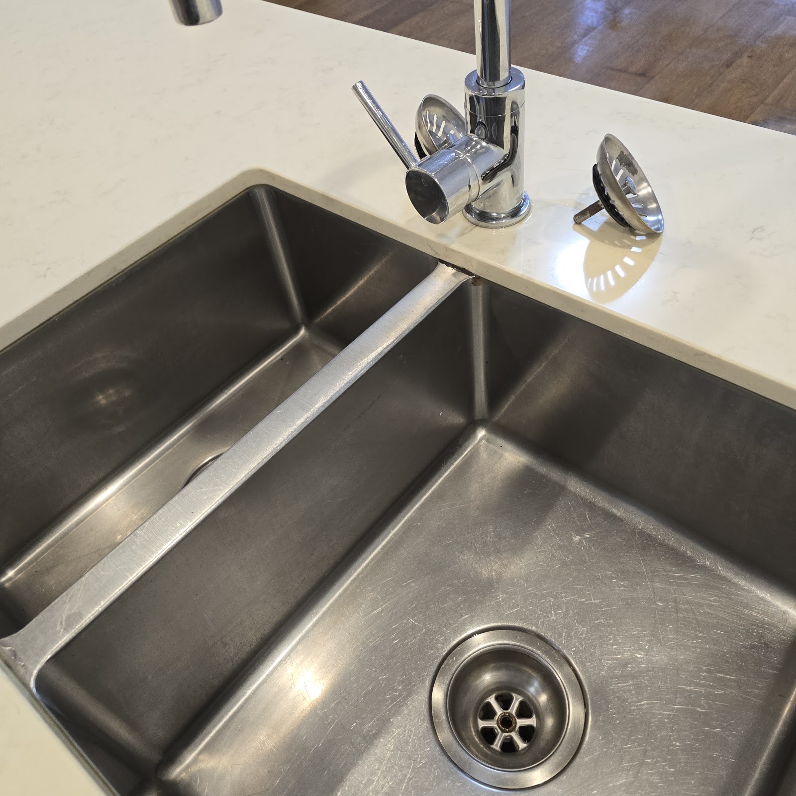 Kitchen island sink close-up